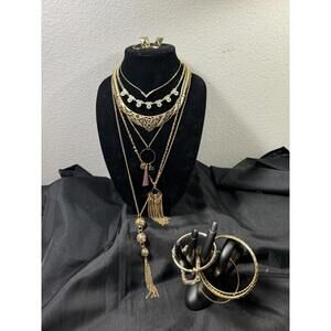 Vintage & Modern Gold Tone Necklace Bracelet Earring Mixed Lot Beautiful Estate